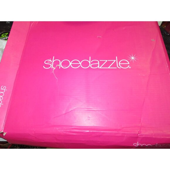 Shoedazzle Alana Chambray Blue Denim Studded Slingback Platform Heels size 8.5 t - Picture 12 of 12